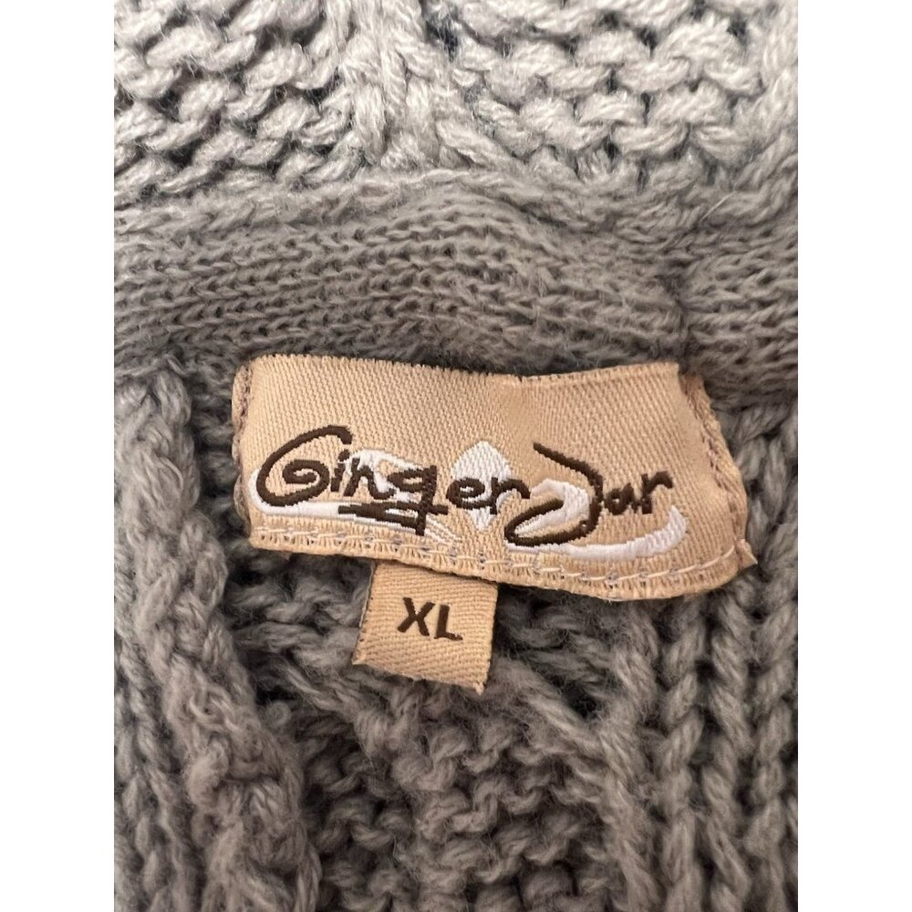 Ginger Jar Short Sleeve Long Hooded Cardigan with Fringe Greige‎ womens size XL - Picture 7 of 7